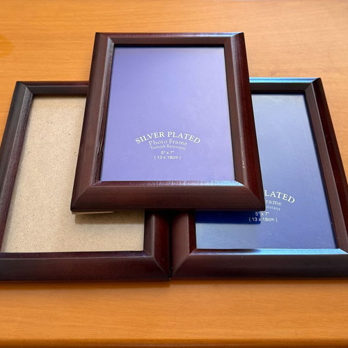 Set of 3 Silver Plated Wooden Photo Frames 13x18cm like new