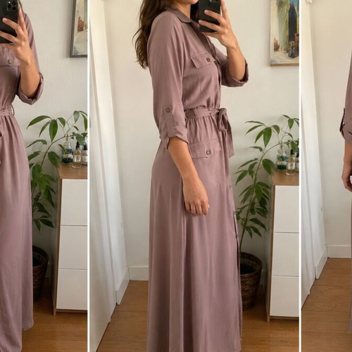 Long summer dress with sleeve like new, pink