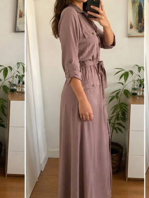 Long summer dress with sleeve like new, pink
