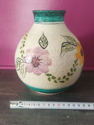 Clay vase handmade with paintings from Chania new
