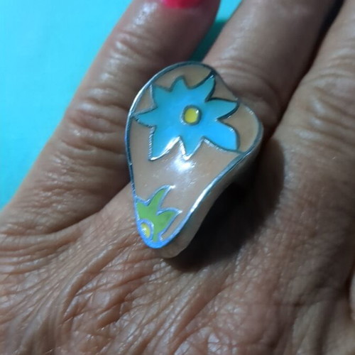 Handmade silver ring 925 with enamel, like new
