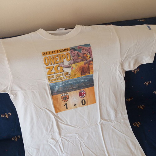 AEK T-shirt with Milan 2006, size XL, like new, white