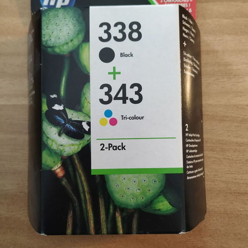 HP 338 Black and 343 Colour Ink Combo Pack new