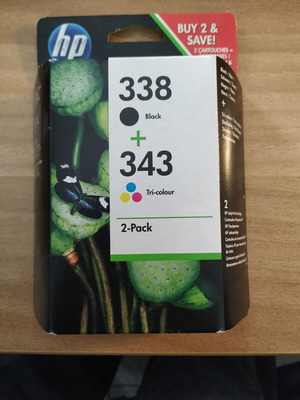 HP 338 Black and 343 Colour Ink Combo Pack new