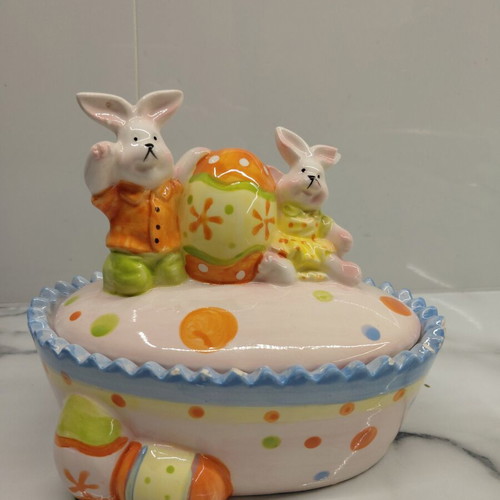 Symbol One Easter porcelain decorative platter with bunnies