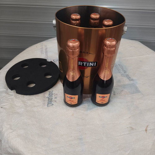Martini Rosé Champagne Cooler Set with 5 Miniature Bottles 5x200ml New