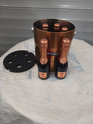 Martini Rosé Champagne Cooler Set with 5 Miniature Bottles 5x200ml New