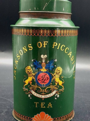 Vintage μεταλλικό κουτί τσαγιού Jacksons of Piccadilly