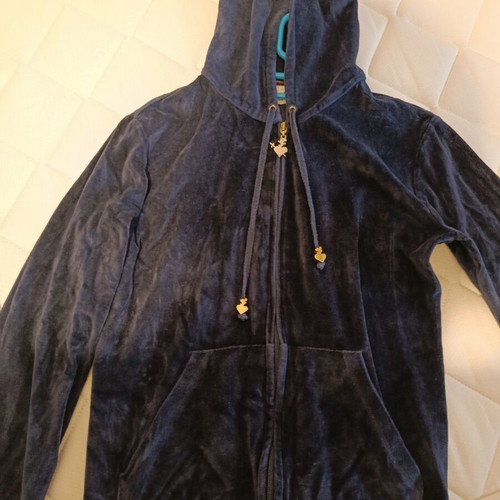 Sugarfree velvet sports jacket with hood, dark blue, size M