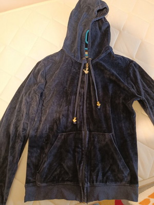 Sugarfree velvet sports jacket with hood, dark blue, size M