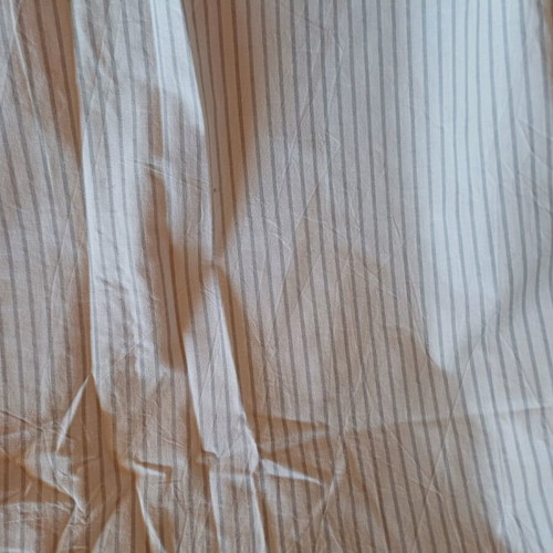Opaque curtain like new, cotton poplin white with gray stripe