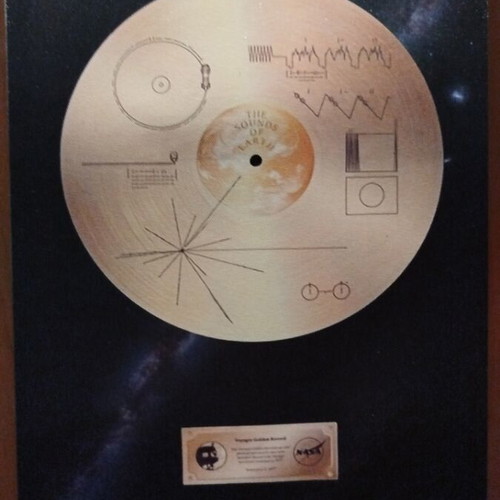 Canvas Gold Disc Voyager I new, printed on wooden frame 40x30 cm