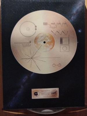 Canvas Gold Disc Voyager I new, printed on wooden frame 40x30 cm