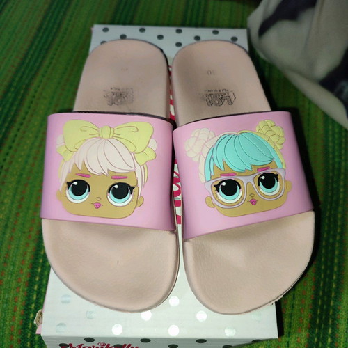 Lol girls' slippers size 30, like new, pink