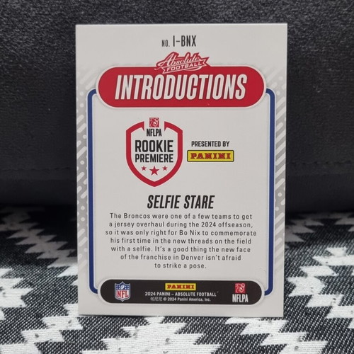 Bo Nix 2024 Panini Absolute Rookie RC Introductions Selfie Stare card new