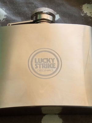 Vintage Lucky Strike promotional flask used