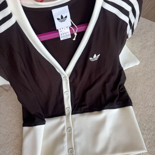 Adidas cropped jacket like new, soft cotton, brown, size L