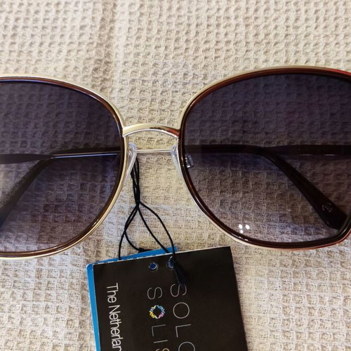 Solo-Solis NDL6032 sunglasses new with gold finish and brown acetate