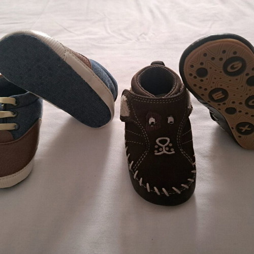 Baby shoes pack of 2 pairs, blue brown and brown, Geox sizes 18-19