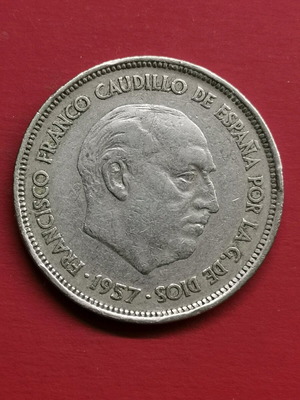 Coin Spain 25 Pesetas 1957 like new
