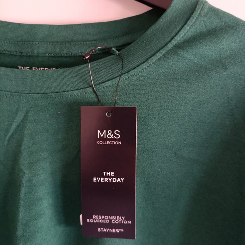 Marks & Spencer short-sleeve t-shirt new, 100% cotton, green, XXL