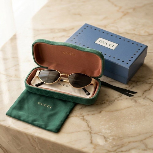 Gucci sunglasses used, beige and gold