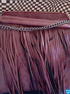 Shoulder bag Bordeaux with fringes like new