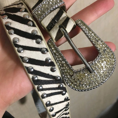 Y2K chain leather animal pattern belt like new