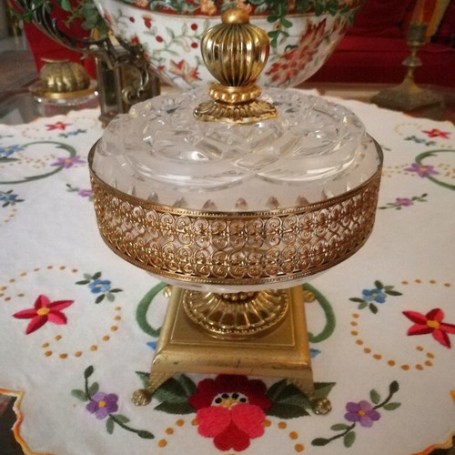 Fountainier used, cut glass and embossed bronze