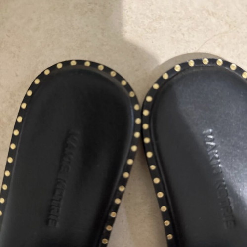 Makis Kotris black flat leather sandals size 39 like new