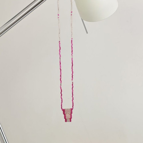 Necklace in fuchsia and gold color custom made