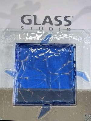 Handmade glass platter 40×40 like new Glass Studio