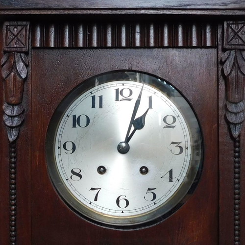 Wooden German Art Deco wall clock in excellent condition