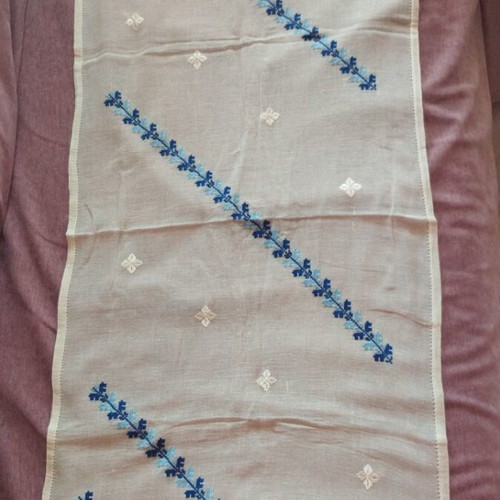 Handmade Embroidered Table Linen Set 5 Pieces Traditional Blue Motif