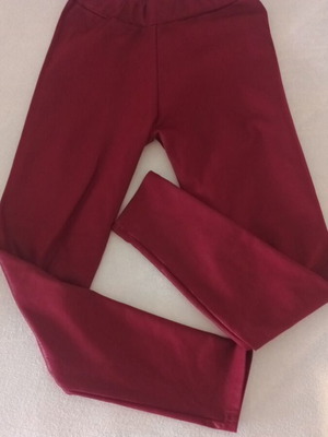 Metallic burgundy leggings, ankle length, elastic waist
