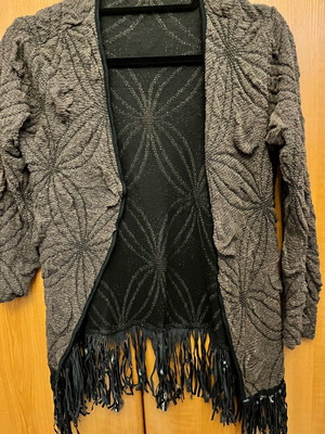 Cardigan with fringes used, gray, size L