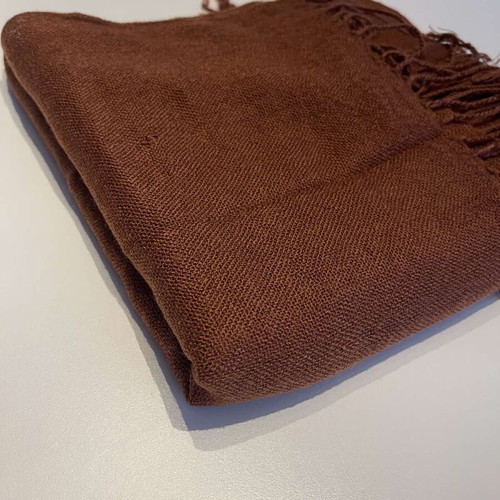 Brown scarf like new with fringes, autumn or spring pashmina