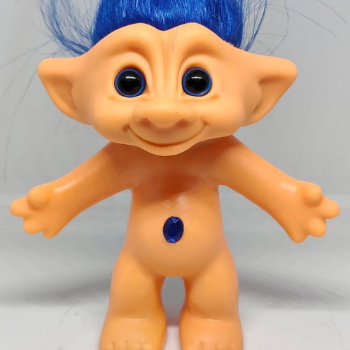 Retro Efxoulis Troll figure with blue hair and diamond, like new