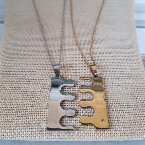 Stainless steel necklaces like new, blue and silver