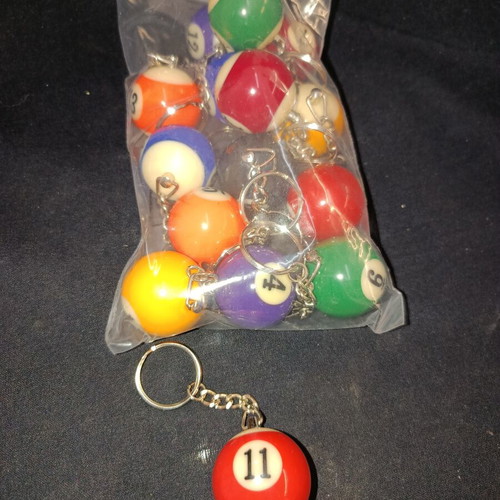 Billiard Ball Keychains Complete Set of 15 New
