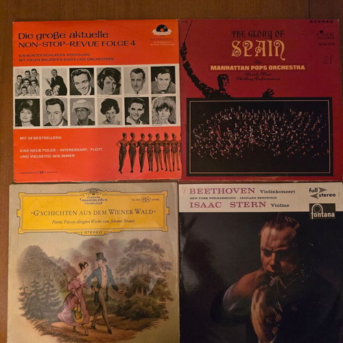 Vintage vinyl record collection, 16 LPs, classical and soundtracks
