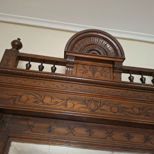 Antique walnut dressing table mirrors used, 2 pieces, circa 1870 handmade