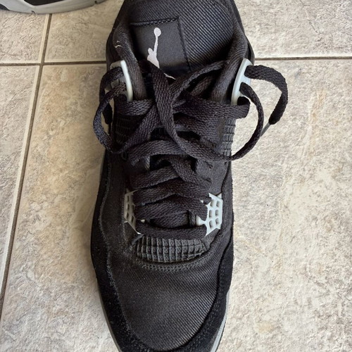 Air Jordan 4 Retro Black Canvas sneakers, size 44