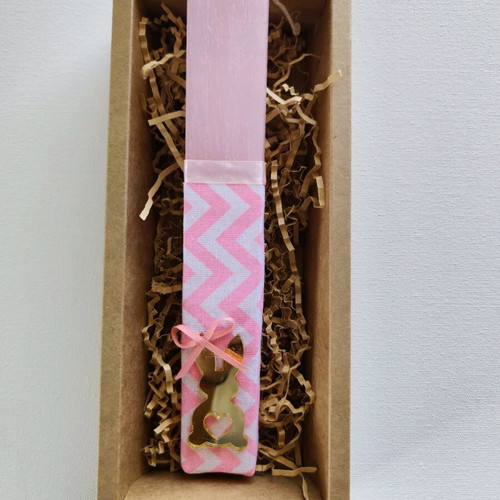 Easter candle pink with plexy glass bunny new