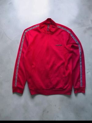 Adidas Taped Sleeve Track Jacket, red and black, large