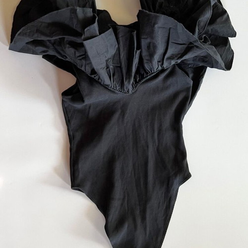 Zara bodysuit with ruffles like new, black, size M