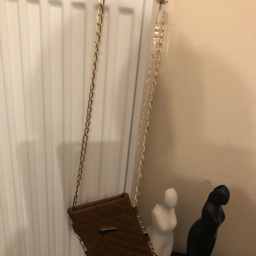 Crossbody phone bag new brown with gold chain