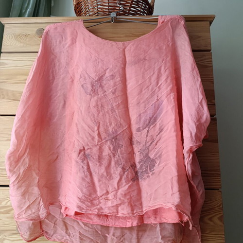 Silk viscose blouse used, pink, free size up to XL