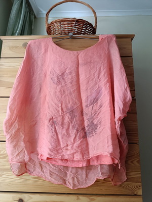 Silk viscose blouse used, pink, free size up to XL
