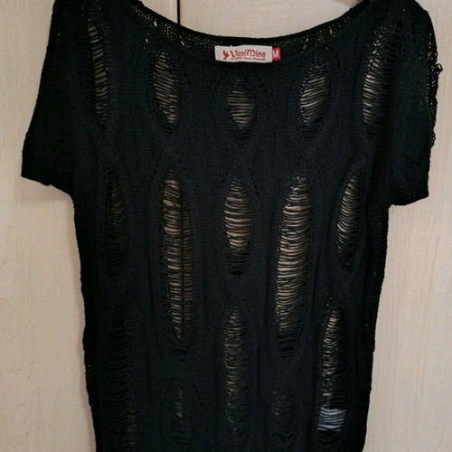 Mesh blouse black, like new, size M by Yes miss!